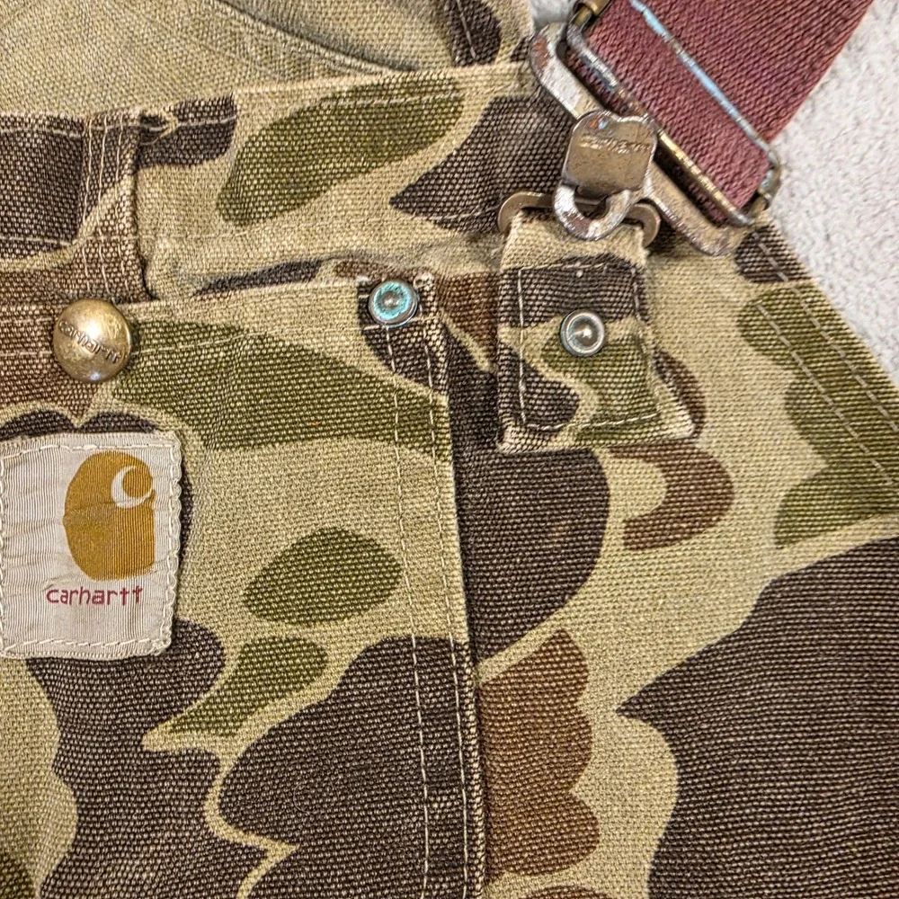 Carhartt Overalls Men 42x28 Camo Duck Canvas Distressed Vintage Workwear Hunting